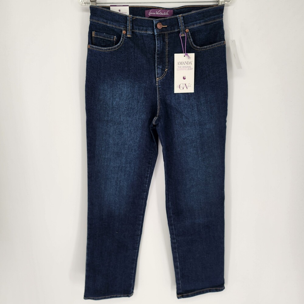 Gloria Vanderbilt Size 8P Short Amanda Madison Dark Wash Slimming Jeans NWT